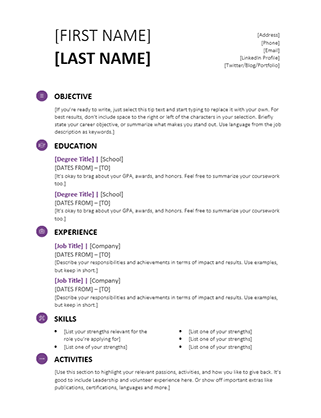 Balanced Resume (Modern design) - Office Templates