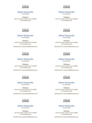 Business cards, horizontal layout with logo (10 per page) Business cards, horizontal layout with logo (10 per page)