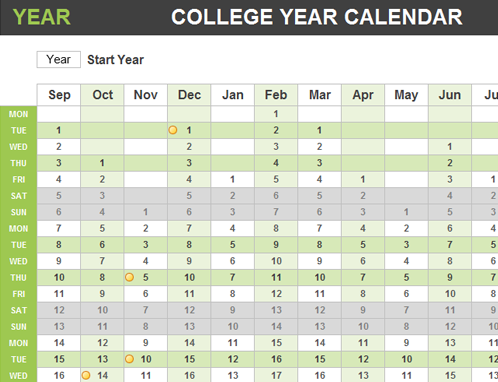 College year calendar College year calendar