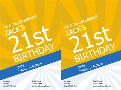Birthday invitations (gold rays) Birthday invitations (gold rays)