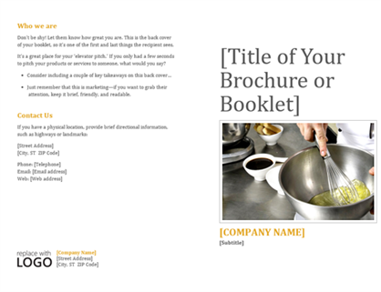 Booklet for products and services