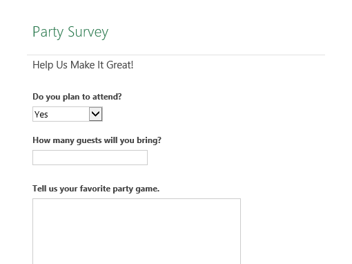 Party planning survey Party planning survey