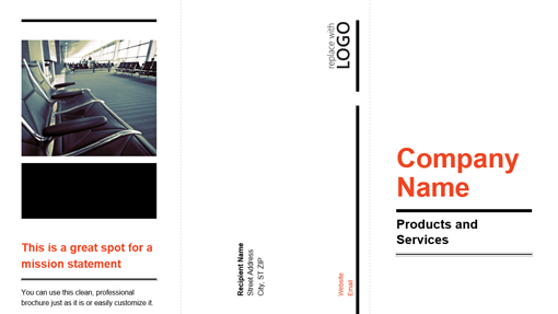 Tri-fold business brochure (black, red design) Tri-fold business brochure (black, red design)