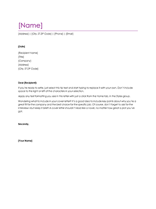 Resume cover letter (violet) - Office Templates