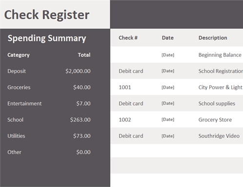 Check register Check register