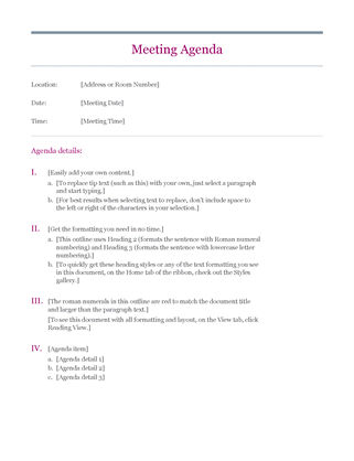 Classic meeting agenda Classic meeting agenda