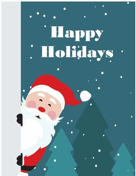 Business holiday greeting card (with Santa, quarter-fold, A2 size) Business holiday greeting card (with Santa, quarter-fold, A2 size)