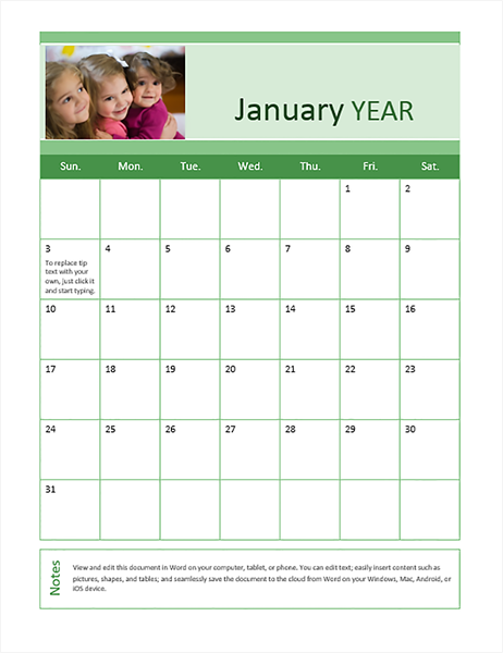 Family photo calendar (any year) Family photo calendar (any year)