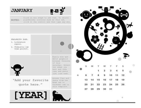 One-month student calendar (Sunday start, circle design) One-month student calendar (Sunday start, circle design)