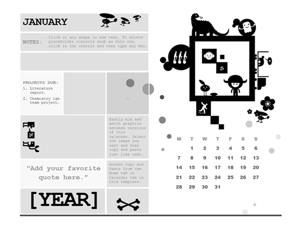 One-month student calendar (Monday start, square design) One-month student calendar (Monday start, square design)
