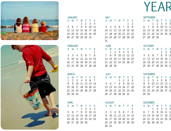 Family photo calendar (any year, 1 page) Family photo calendar (any year, 1 page)