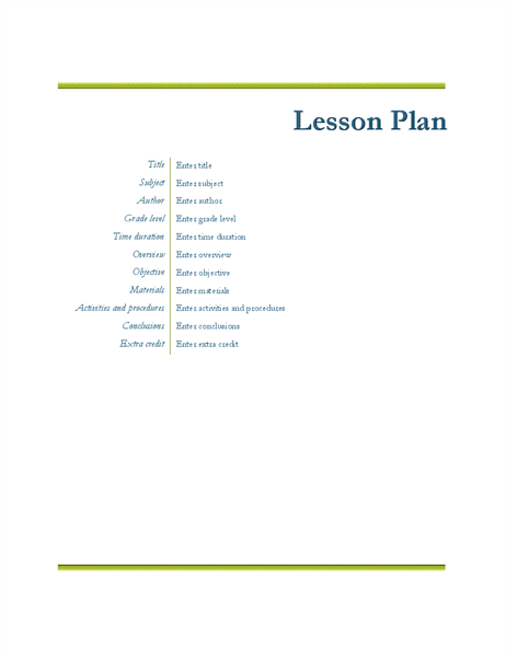 Teacher's lesson plan Teacher's lesson plan