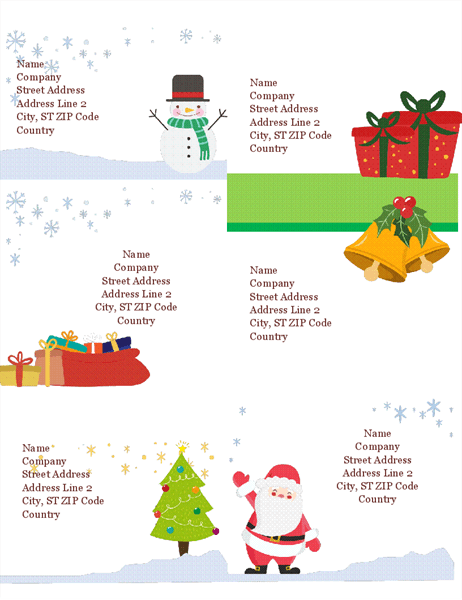 Holiday shipping labels (Christmas Spirit design, 6 per page, works with Avery 5164 and similar) Holiday shipping labels (Christmas Spirit design, 6 per page, works with Avery 5164 and similar)