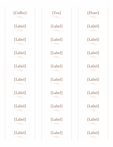 Jar labels (Utensil design, 30 per page, works with Avery 5160) Jar labels (Utensil design, 30 per page, works with Avery 5160)