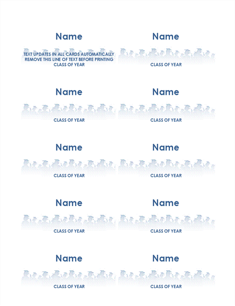 Graduate name cards (10 per page) Graduate name cards (10 per page)