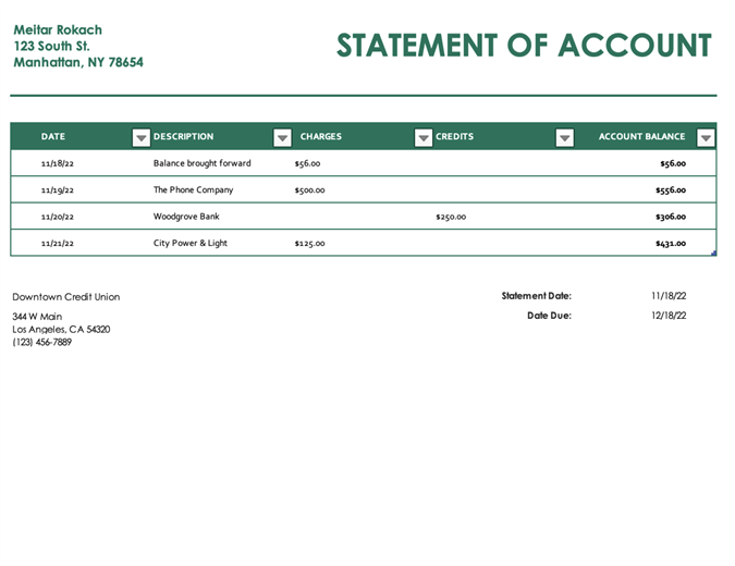 Statement of Account Templates 12+ Free Docs, Xlsx & PDF Formats