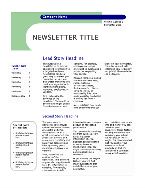 Newsletter (Capsules design, 4 pages) Newsletter (Capsules design, 4 pages)