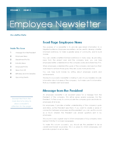 introductory newsletter examples