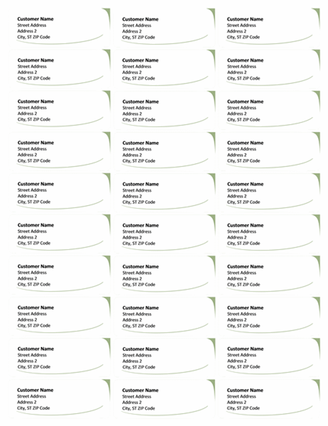 Mailing labels (Green Wave design, 30 per page) Mailing labels (Green Wave design, 30 per page)