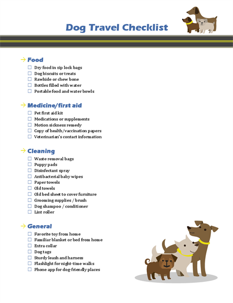 Dog travel checklist Dog travel checklist