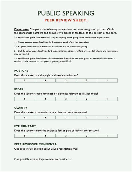 Public speaking peer review Public speaking peer review