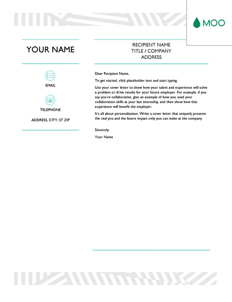 Creative cover letter, designed by MOO Creative cover letter, designed by MOO