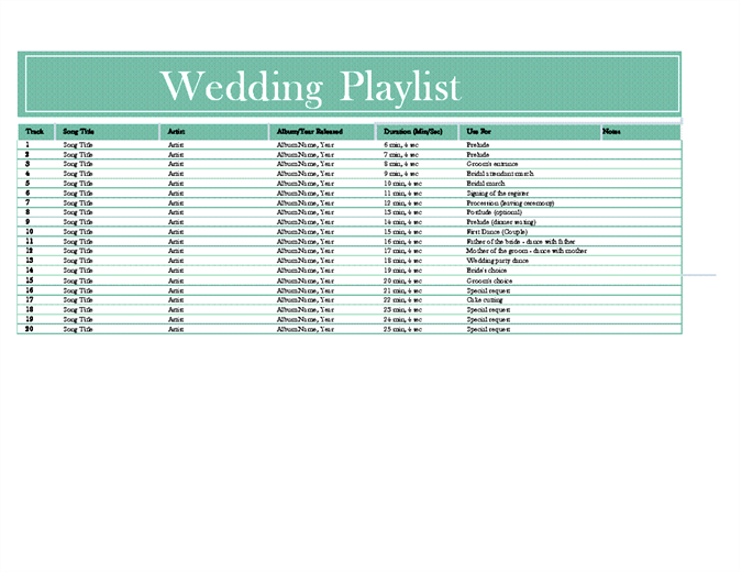 Wedding playlist Wedding playlist