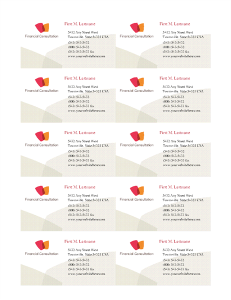 Financial business card (10 per page) Financial business card (10 per page)
