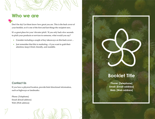Green floral booklet Green floral booklet