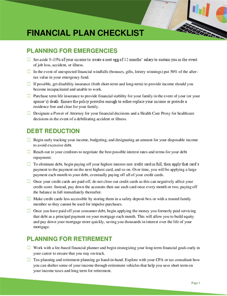 Financial Planning Checklist Pdf