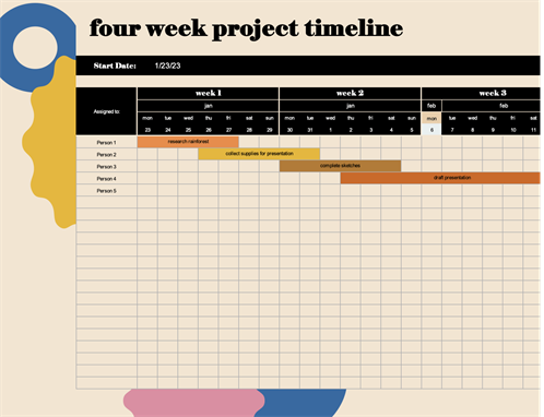Calendar Timeline Excel Template