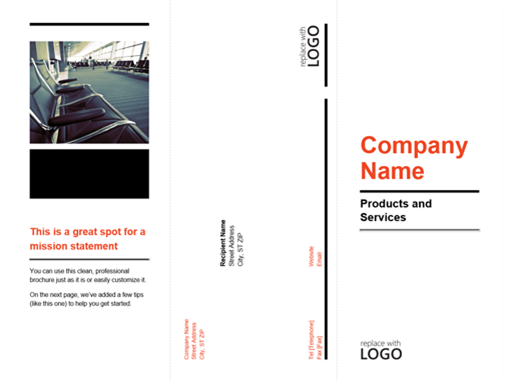 Tri-fold business brochure (black, red design) Tri-fold business brochure (black, red design)