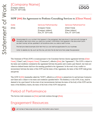 Statement of Work (Red design) Statement of Work (Red design)