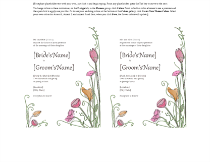 Wedding invitations (Watercolor design, 2 per page, works with Avery 5389) Wedding invitations (Watercolor design, 2 per page, works with Avery 5389)