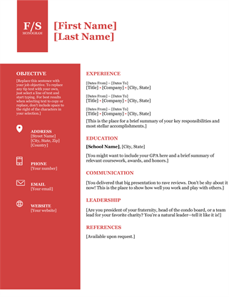Bold monogram resume Bold monogram resume