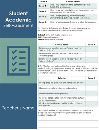 Student academic self-assessment Student academic self-assessment