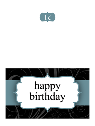 Birthday card (Blue Ribbon design, half-fold)