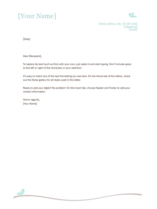 Cover letter template in word