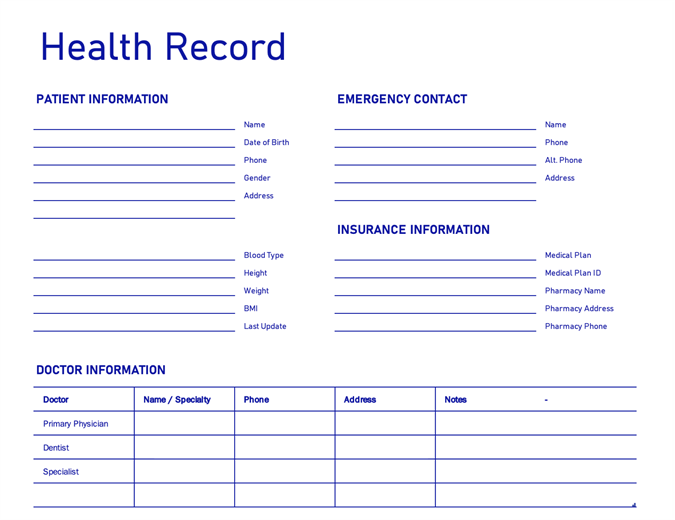 Weight Loss Record Template