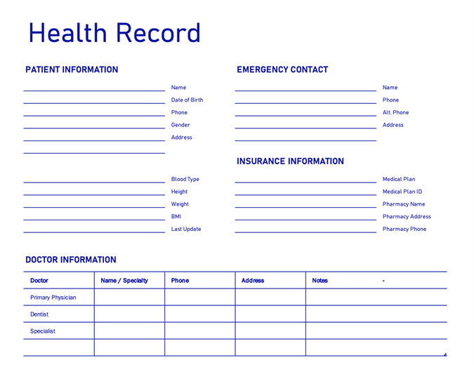 Fitness Progress Chart Template