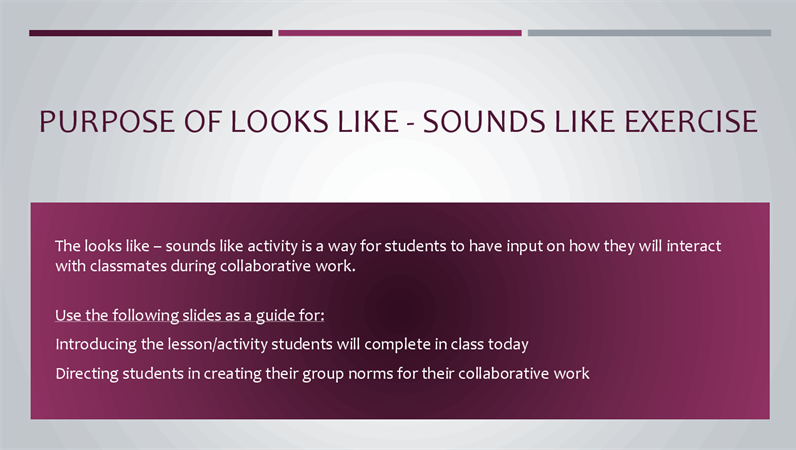 Looks like sounds like presentation Looks like sounds like presentation