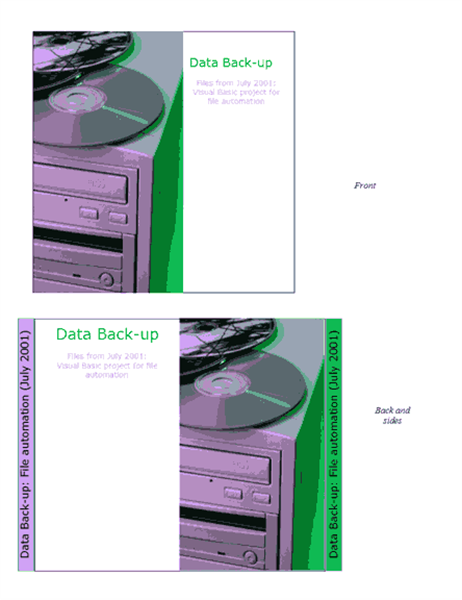 Data back-up CD or DVD case insert