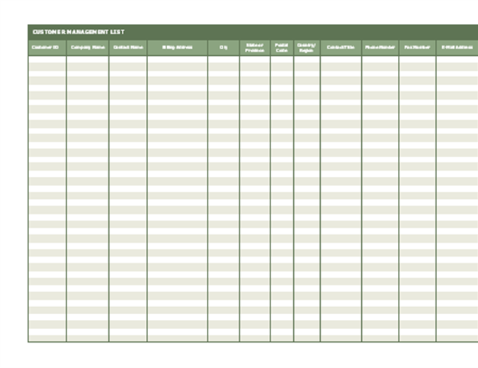 Customer contact list