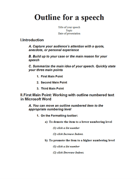 informative speech outline generator