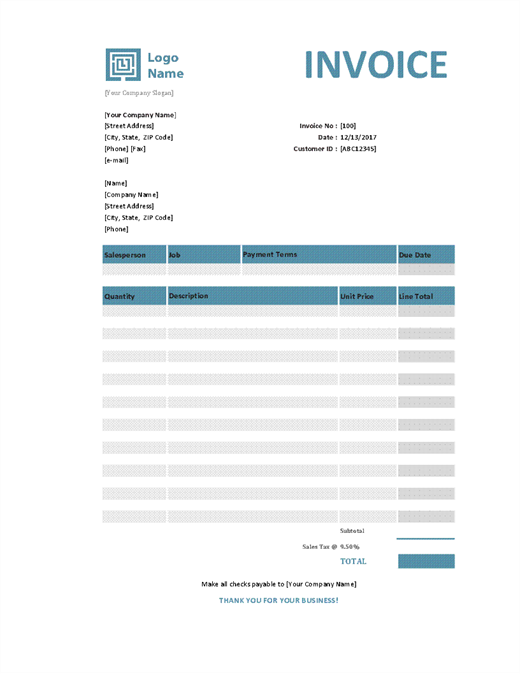 invoice template office 365