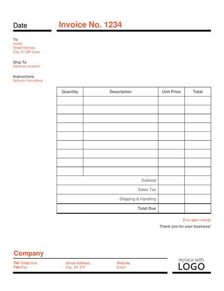 Business invoice (Red and Black) - Office Templates