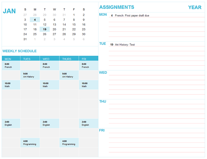 Student calendar (Sun) Student calendar (Sun)