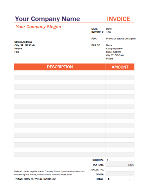 Word Free Invoice Template Download