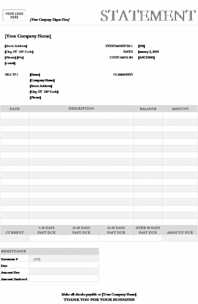 Billing statement (Garamond Gray design) Billing statement (Garamond Gray design)