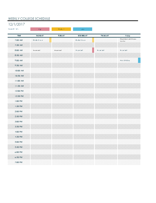 blank weekly schedule grid
